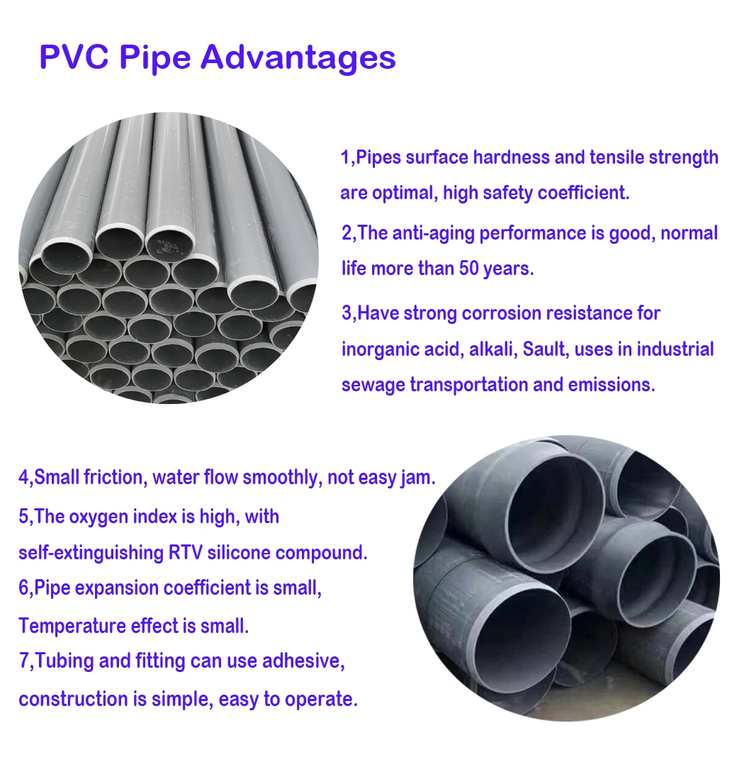 Customized Service UPVC Plastic Pressure PVC Pipe with SGS Certificate
