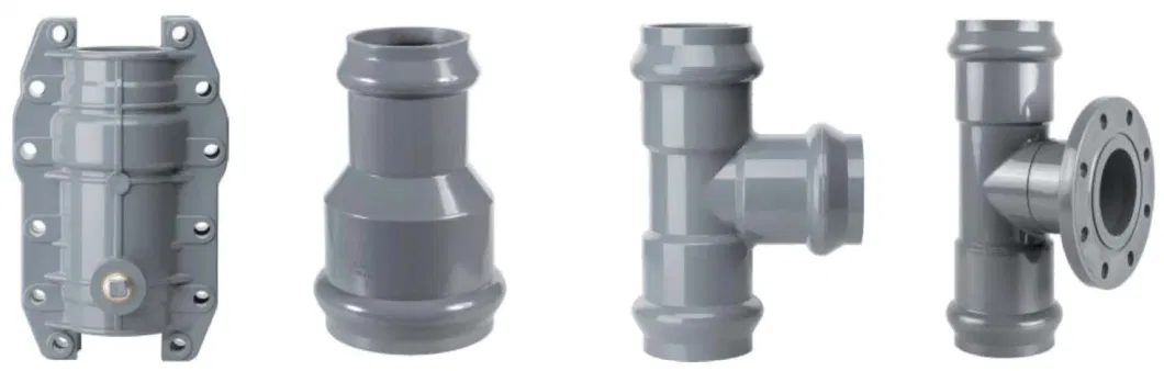 High Quality Plastic 45 Deg. Pipe Fittings PVC Pipe 90 Degree Elbow and Fittings UPVC Pressure Pipe Fitting for Water Supply Rubber Ring Joint 1.0MPa
