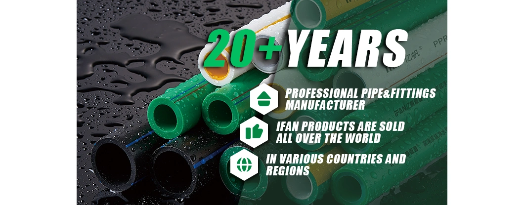 Ifan Free Sample 100% Raw Material Plumbing Pipes 20-110mm PPR Pipes Size Plastic Pn20 Dark Green PPR Water Pipe