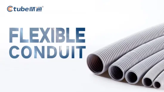 tubo corrugado flexible eléctrico del PVC del cable de alambre resistente de la compresión gris de 25m m
